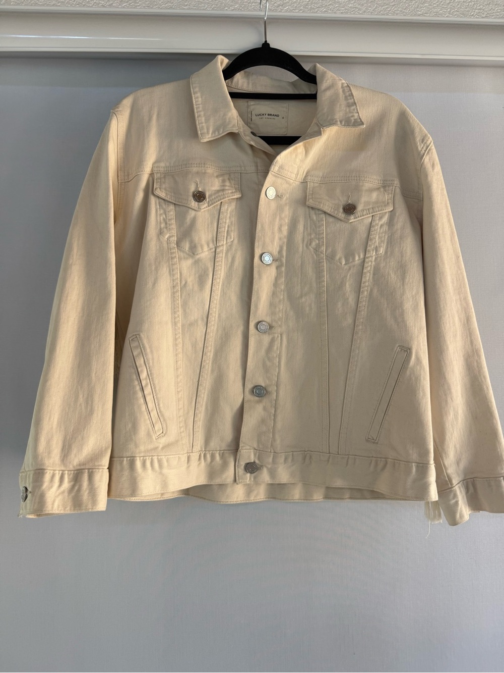Lucky Brand Cream Jean Jacket with Button-Front